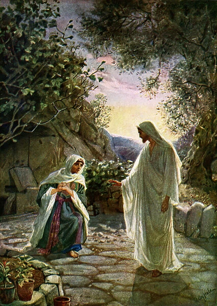 Mary Magdalene speaks to the risen Jesus - Bible