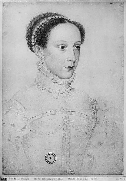 Mary Queen of Scots, 1559 (pencil on paper) (b  /  w photo)