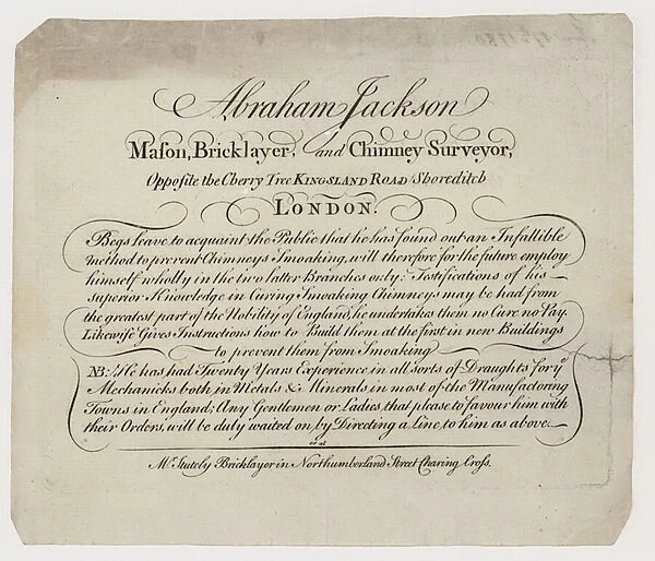 Mason, Abraham Jackson, trade card (engraving)