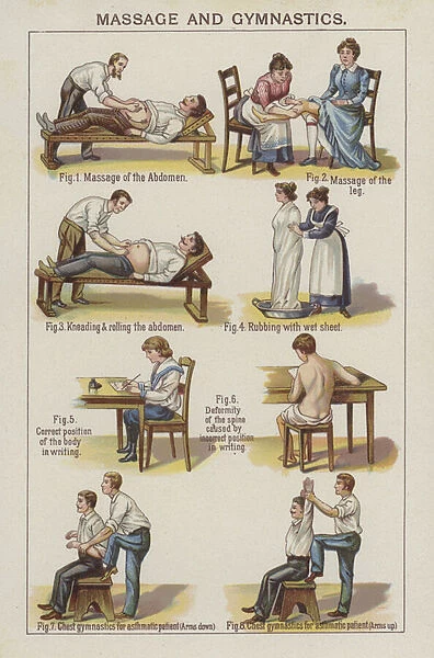 Massage and Gymnastics (colour litho)