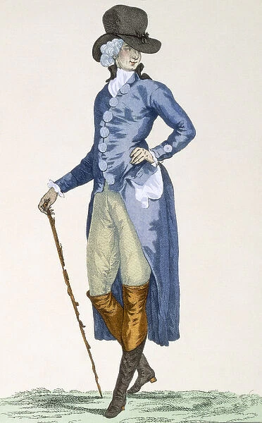 Master of the Royal House in an elaborate blue coat, engraved by Le Beau, plate no