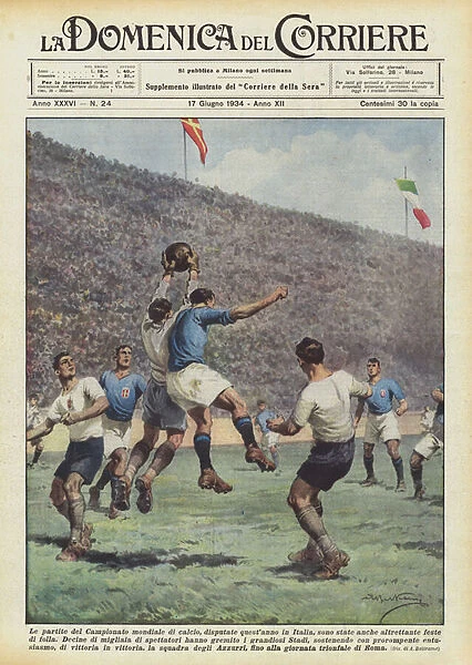 The matches of the World Football Championship, played this year in Italy, were also... (colour litho)