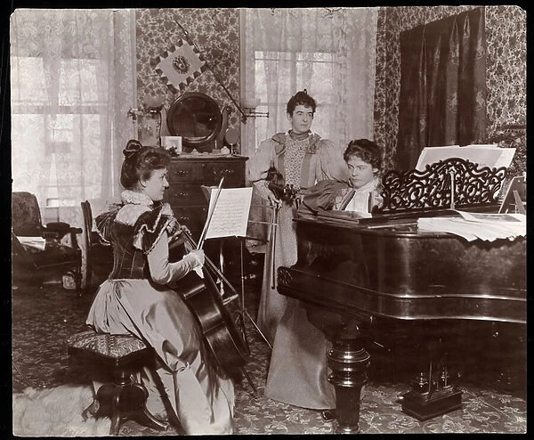 Maud Powell and two accompanists, c. 1896 (silver gelatin print)
