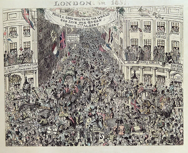 Mayhews Great Exhibiton, London, 1851 (colour etching)