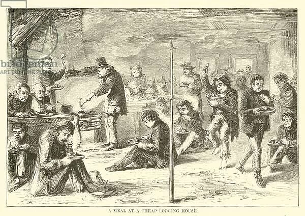 A meal at a cheap lodging house (engraving)