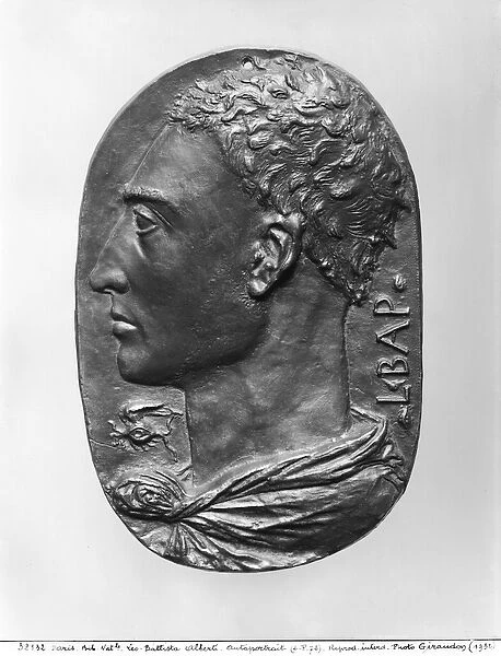 Medallion Self Portrait (bronze) (b  /  w photo)