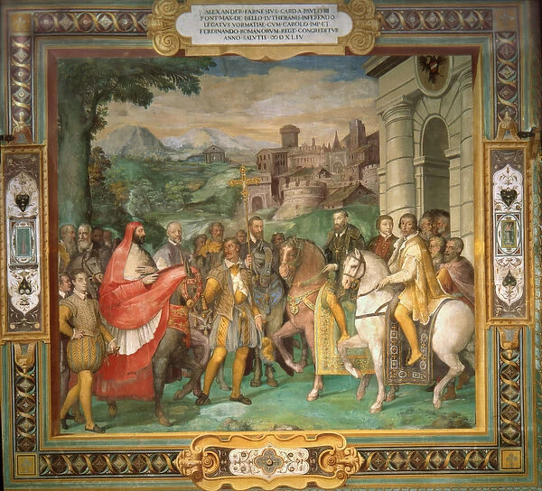The meeting of Holy Roman Emperor Charles V and Alessandro Farnese in 1544 (fresco)