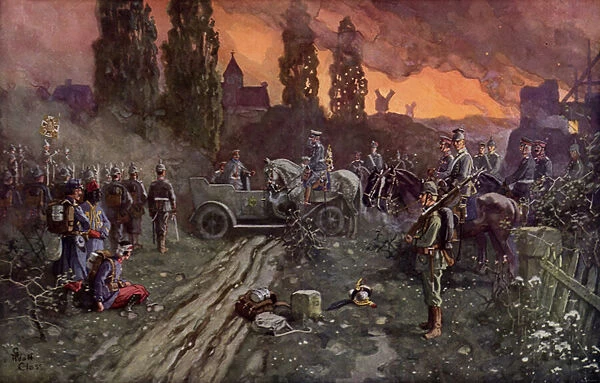 Meeting of Kaiser Wilhelm II and the German Crown Prince, 2 September 1914 (colour litho)