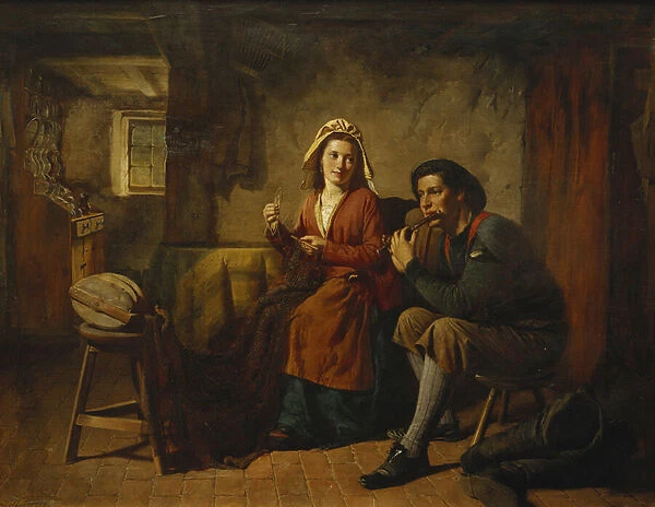Mending the Net, 1871 (oil on canvas)