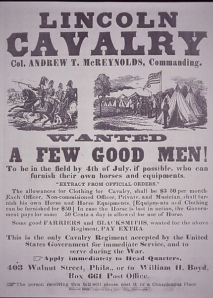 Mexican-American War (1846-48), US recruiting poster, 1846 (engraving)