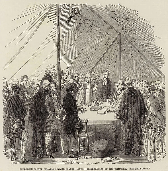 Middlesex County Lunatic Asylum, Colney Hatch, Consecration of the Cemetery (engraving)