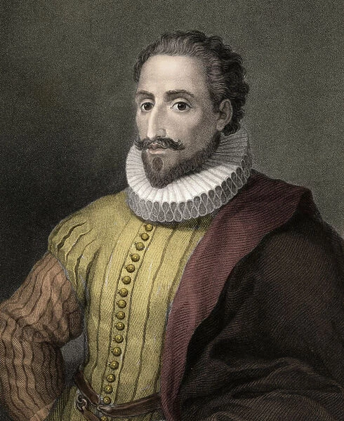 Miguel de Cervantes Saavedra 1547-1616 - engraving - 19th century
