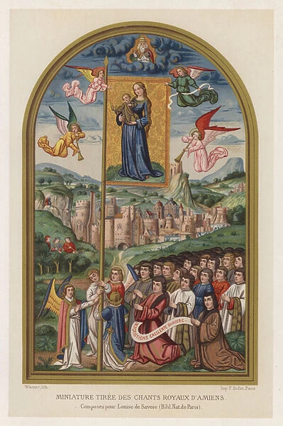 Miniature Tiree Des Chants Royaux D Amiens, Composes pour Louise de Savoie, Bibl Nat de Paris (chromolitho)