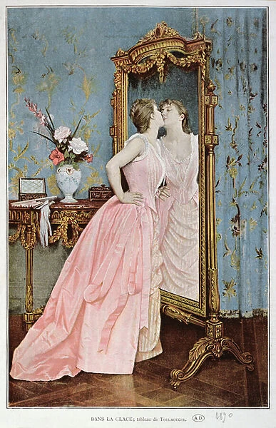 In the Mirror, 1890 (colour litho)
