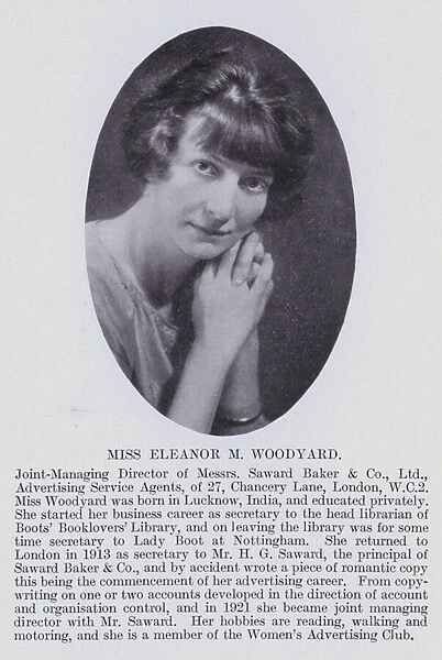 Miss Eleanor M Woodyard (b  /  w photo)
