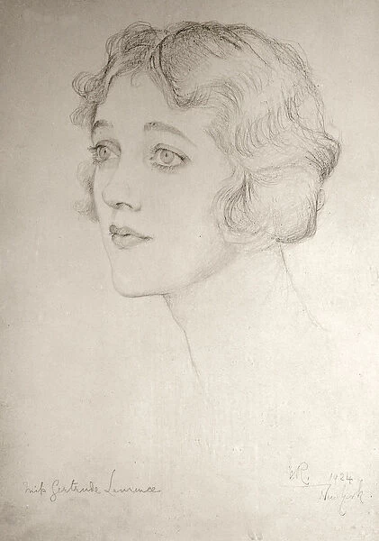 Miss Gertrude Lawrence, 1924 (pencil on paper)