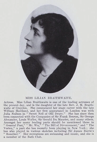 Miss Lilian Braithwaite (b  /  w photo)