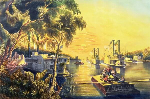 The Mississippi in the Time of Peace, pub. by Currier and Ives, New York