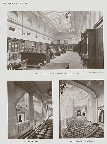 The Mitchell Library, Jeffrey Collection, Main Staircase, First Floor Corridor (b  /  w photo)