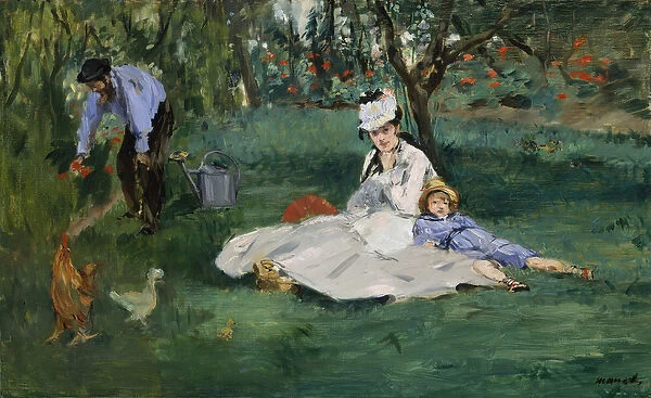 The Monet Family in Their Garden at Argenteuil, 1874 (oil on canvas)