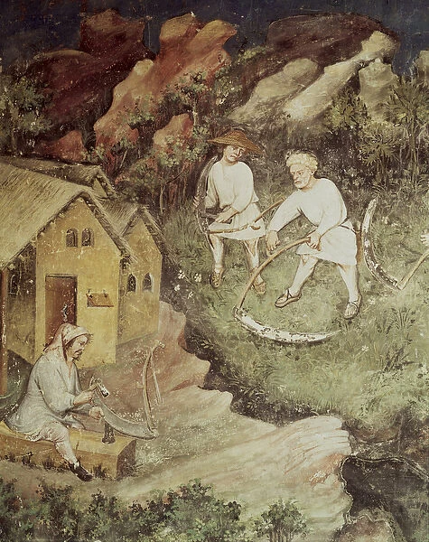The Month of July, detail of reaping, c. 1400 (fresco)