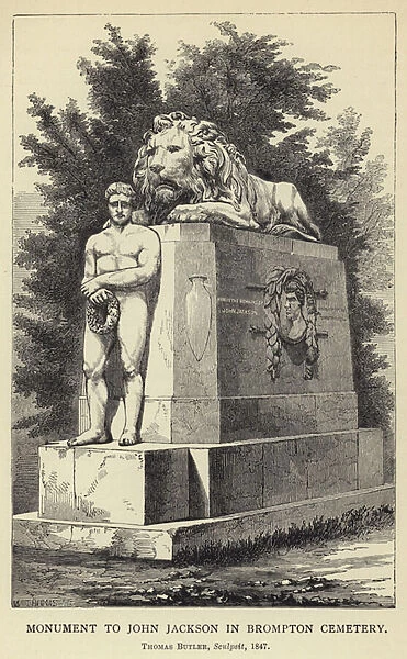 Monument to John Jackson in Brompton Cemetery, Thomas Butler, Sculpsit, 1847 (engraving)