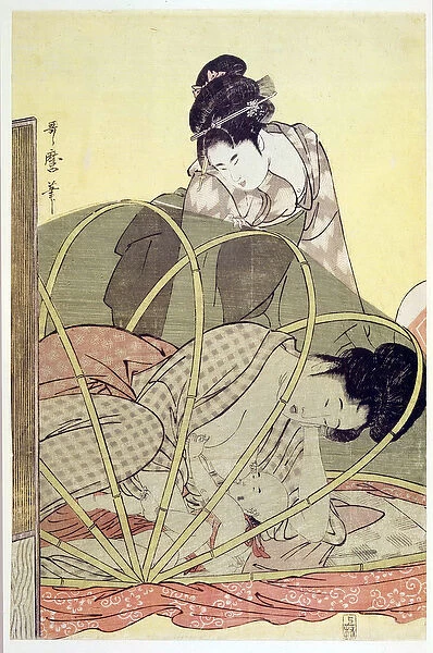 Mother Nursing Baby under Mosquito Net par Utamaro, Kitagawa (1753-1806), c