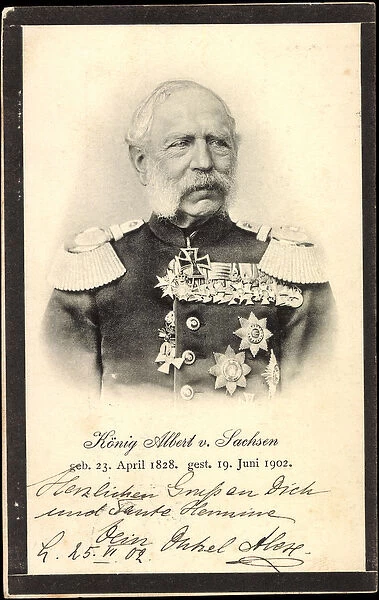 Mount Ak Konig Albert of Saxony, Wettiner, 1828 to 1902 (b  /  w photo)