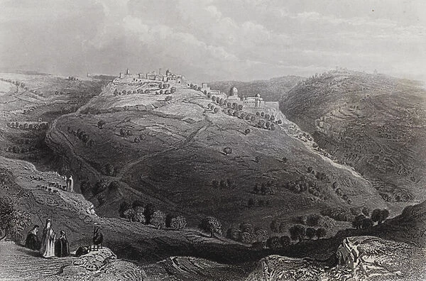 Mount Lion, Jerusalem, from the Hill of Evil Counsel (engraving)
