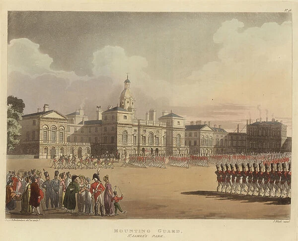 Mounting Guard (coloured engraving)
