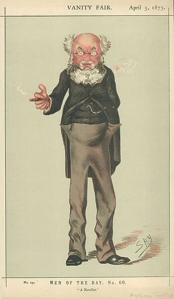 Mr Anthony Trollope, A novelist, 5 April 1873, Vanity Fair cartoon (colour litho)