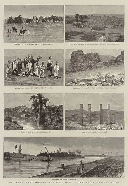 Mr Cope Whitehouses Explorations in the Raian Desert, Egypt (engraving)