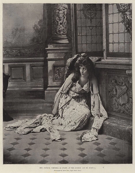 Mrs Patrick Campbell as Juliet, at the Lyceum, Act III, Scene 5 (engraving)