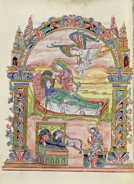 Ms 274 (Y-6) fol. 32v Nativity, from the Missal of Robert of Jumieges, c. 1016 (vellum)