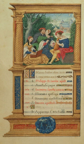 MS W. 449 fol. 6v May Making Music, c. 1525 (vellum)