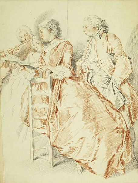A Music Party: a Flautist and Two Ladies Holding a Songbook, a Gentleman Behind
