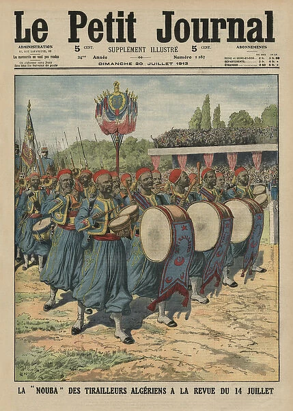 Musical section of the Algerian infantrymen parading at the review of the 14th July