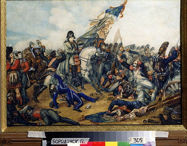 Napoleon 1er (1769-1821) a la bataille de Waterloo (The battle of Waterloo) le 18 juin 1815. Peinture de Charles de Steuben (1788-1856). Aquarelle et encre sur papier, 40 x 55 cm, 1831. Ecole francaise du 19e siecle