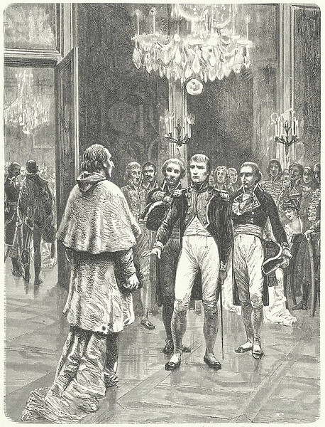 Napoleon receiving Cardinal Ercole Consalvi at the Tuileries Palace, Paris, 1801 (engraving)