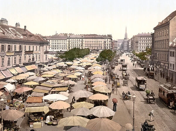 Naschmarkt, Vienna, pub. c. 1900 (colour litho)