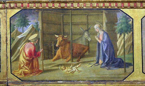The Nativity, detail of the predella panel from the Madonna and Child Enthroned by Filippo Lippi (c