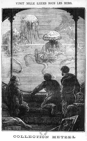 The Nautilus Passengers, illustration from 20, 000 Leagues Under the Sea by Jules Verne