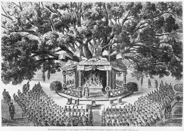 New Caledonia, celebrating mass on the isle of Nou, after a pen
