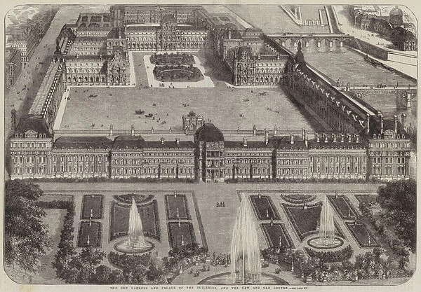 The New Gardens and Palace of the Tuileries, and the New and Old Louvre (engraving)