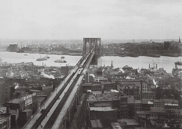 New York: Brooklyn Bridge, from Tower of the World Building (b  /  w photo)