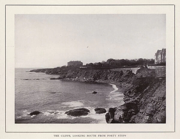 Newport, Rhode Island: The Cliffs, looking South from Forty Steps (b  /  w photo)