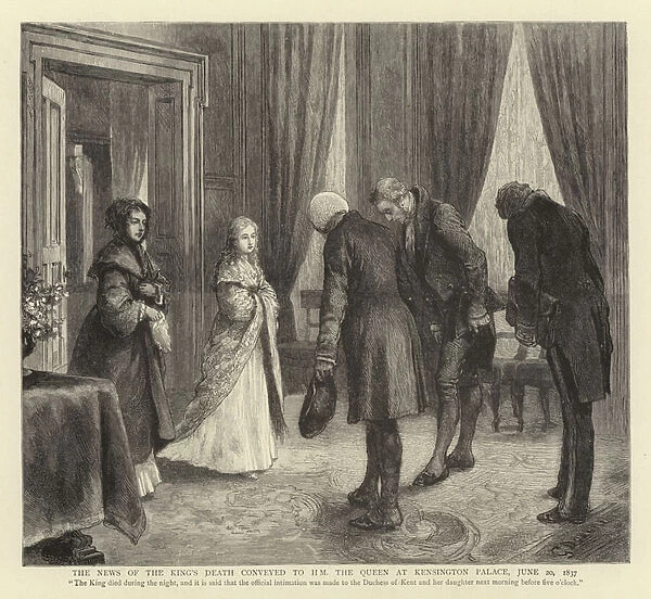 The News of the Kings Death conveyed to H M the Queen at Kensington Palace, 20 June 1837 (engraving)
