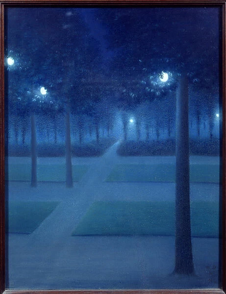Night at the Parc Royal de Bruxelles. Pastel painting by William Degouves de Nuncques