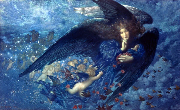 Night with her Train of Stars, 1912 (Watercolour, body colour and gold medium)
