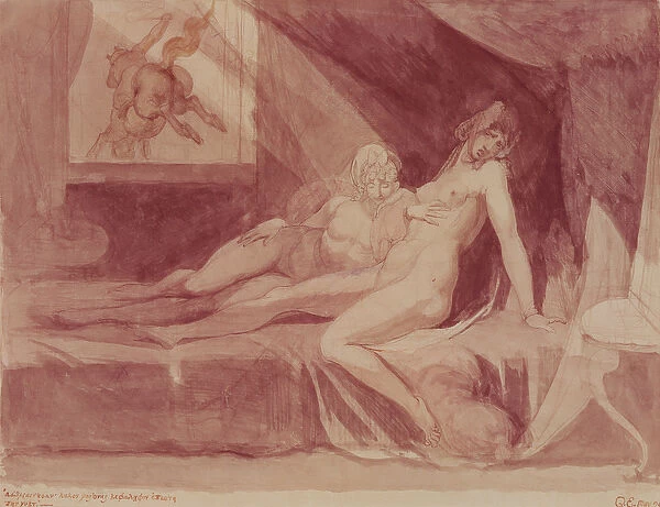 The Nightmare Leaving Two Sleeping Women, 1810 (graphite & w  /  c on paper)